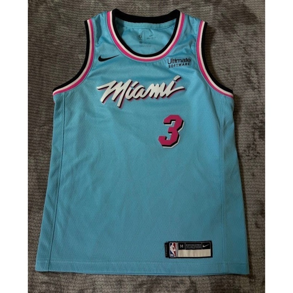 Nike Miami Heat Dwyane Wade Vice City Jersey Youth Medium Blue Pink 3 NBA.
